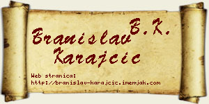 Branislav Karajčić vizit kartica